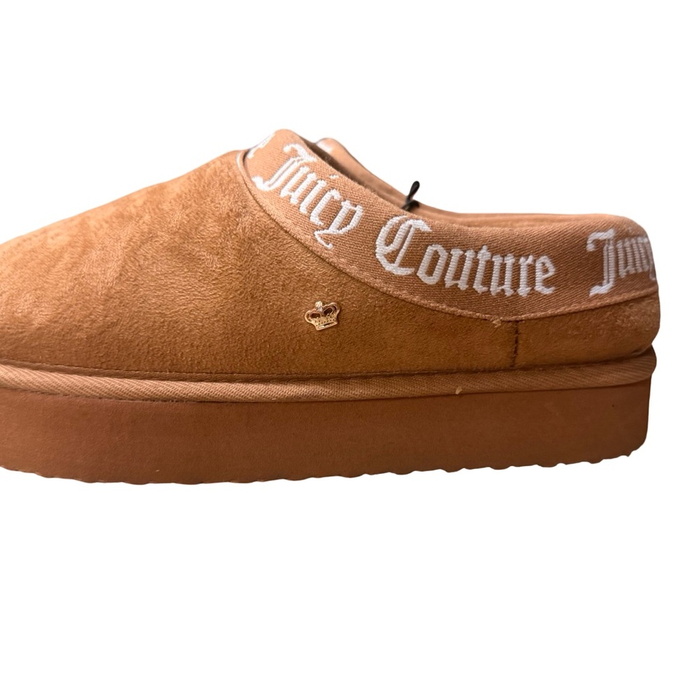 Juicy Couture JC-ONEY Tan Suede Platform Clog Slippers Faux Fur Lined Sz 6 - Picture 5 of 14